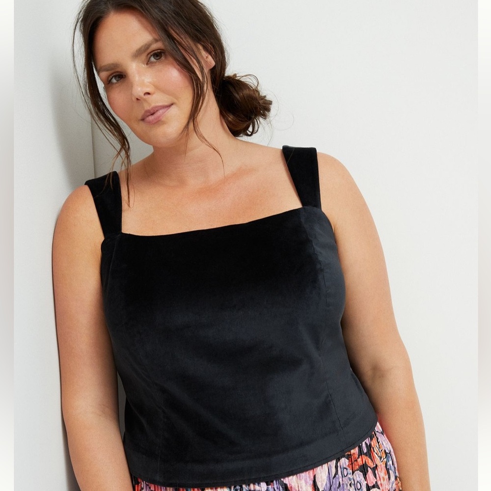 Anthropologie cropped tank top velvet
